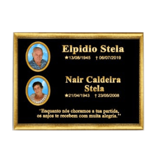 Placa Porcelana Retangular- 2 pessoas- Dourado